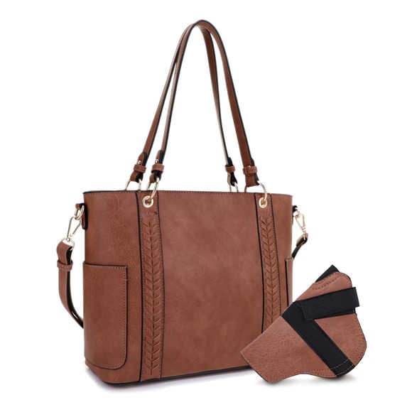 Austin Whipstitching Concealed Carry Tote Bag With Lock And Key, Top Handle ^-^ - Picture 1 of 6